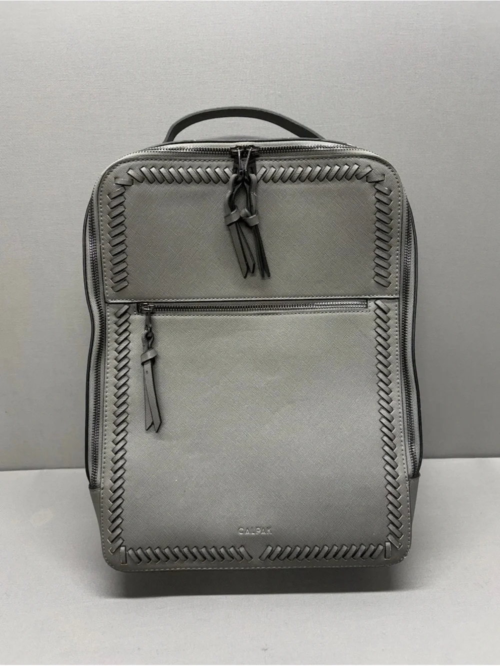 CALPAK Kaya Faux Leather Laptop Backpack Cool Grey